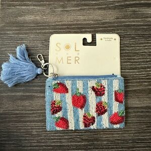 NWT Beaded Strawberry Zipper Pouch